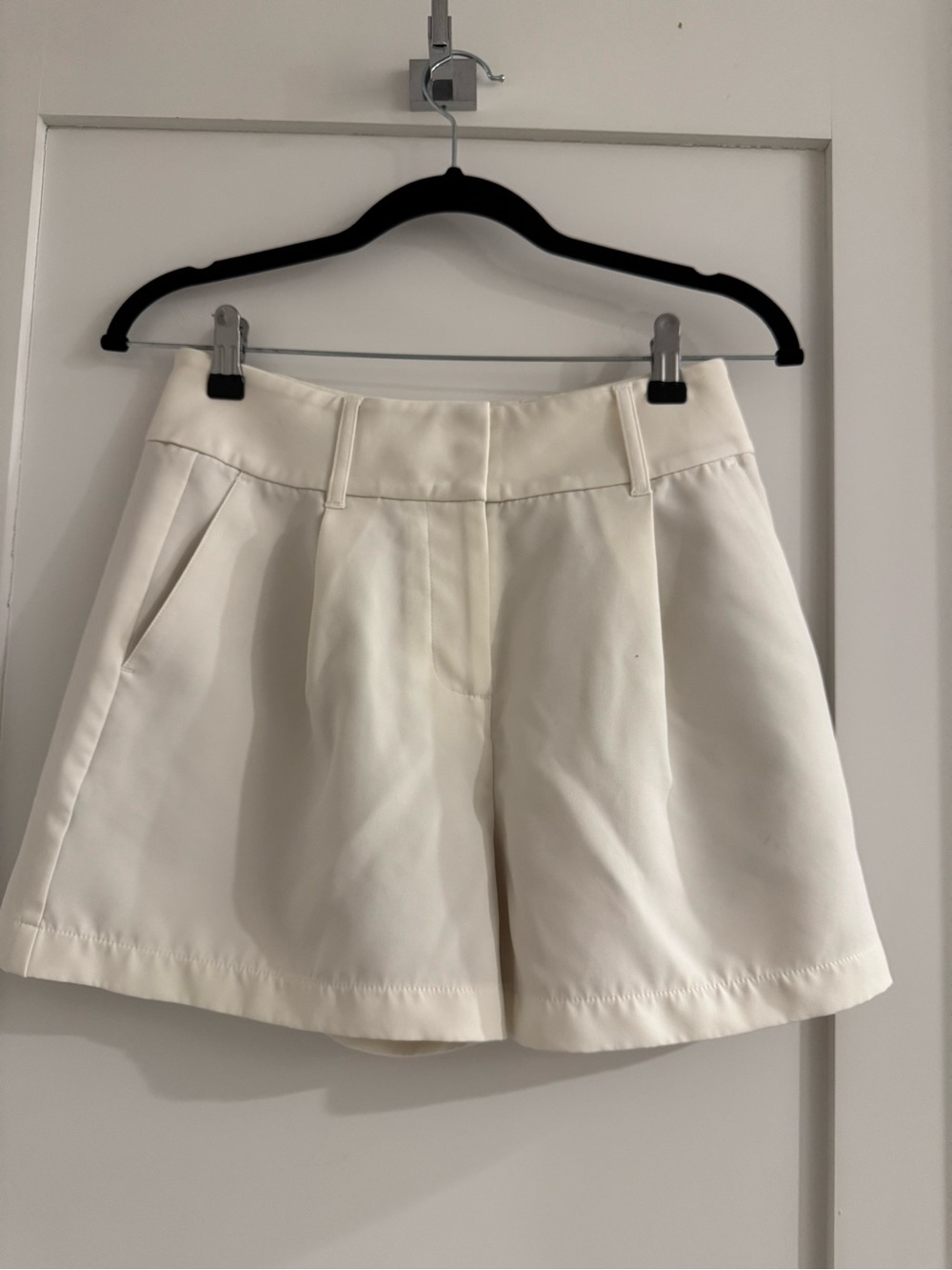 Express Shortie Super High Rise Ivory Tailored Shorts